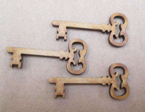 The Velvet Attic - Wood blank laser cutout  - 3 Fancy Keys