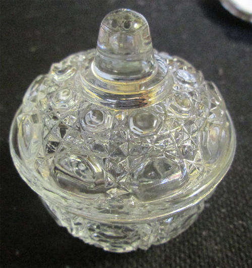 Small Moulded Glass Trinket Bowl with Lid