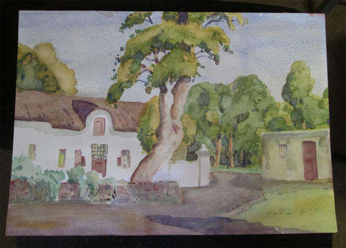Original Unframed Watercolour "Cape Cottage and Trees" by Nils Andersen *Signed*
