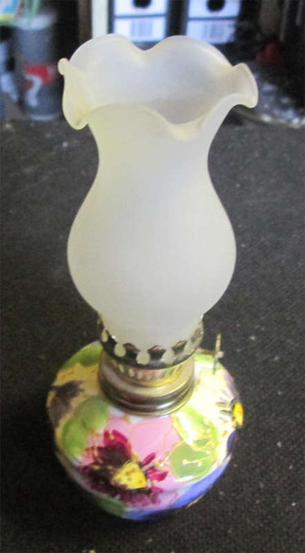 Handpainted & Signed Kerosene Lamp