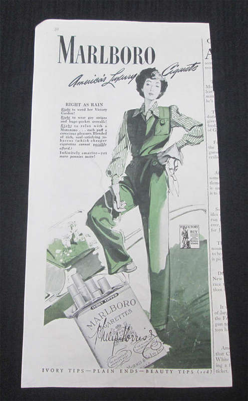 Old Original Marlboro Cigarette Advert from The New Yorker 1943