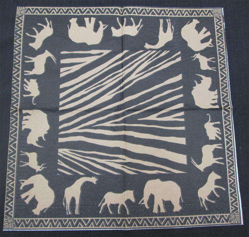 The Velvet Attic - Beautiful Imported Paper Napkin / Serviette - African Animal Silhouette