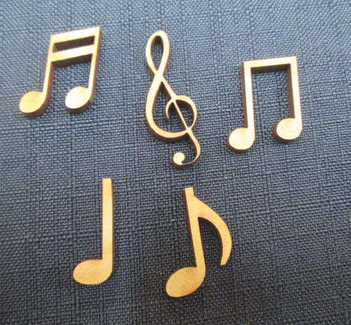 The Velvet Attic - Wood blank laser cutout  - Music Notes (Set of 5)