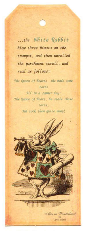 The Velvet Attic - Vintage Card Tags - Alice In Wonderland - 4.8cm x 14.2cm