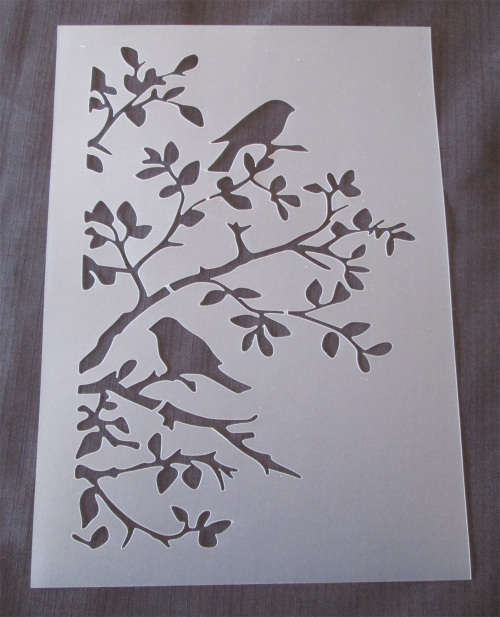 The Velvet Attic - A4 Stencil - Half Tree with Birds