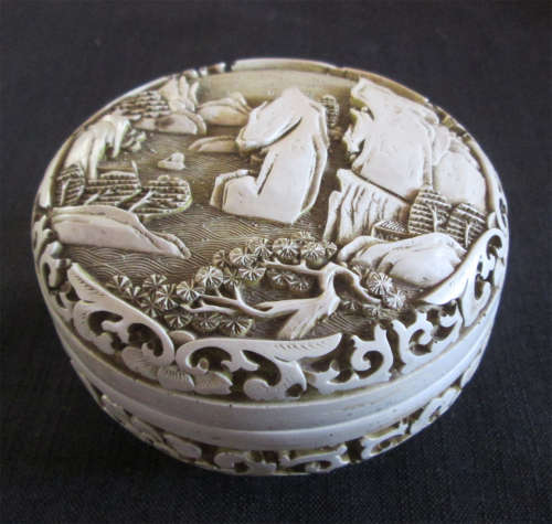 Beautifully Carved Oriental Ink Pot