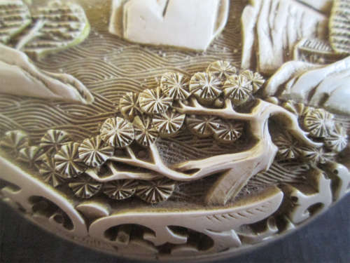 Beautifully Carved Oriental Ink Pot