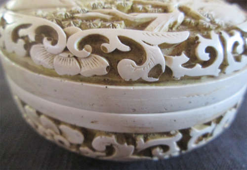 Beautifully Carved Oriental Ink Pot