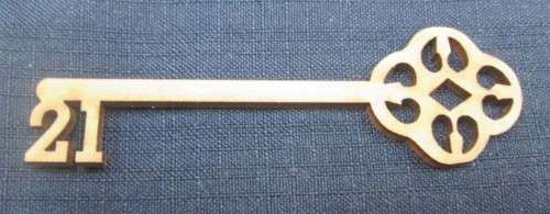 The Velvet Attic - Wood blank laser cutout  - 21st Key (Large) Engraved "Ysabelle"