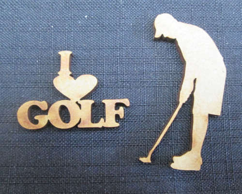 The Velvet Attic - Wood blank laser cutout  - Golfer & I Love Golf
