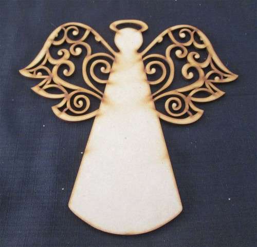 The Velvet Attic - Wood blank laser cutout  - Angel with Halo Decor