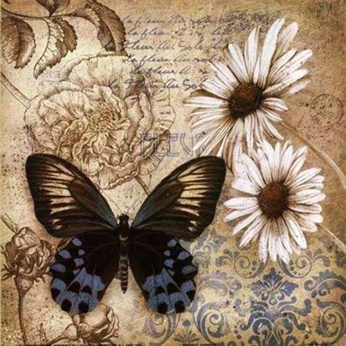 The Velvet Attic - Handmade Mosaic Tile - 4.7cm x 4.7cm - Butterfly