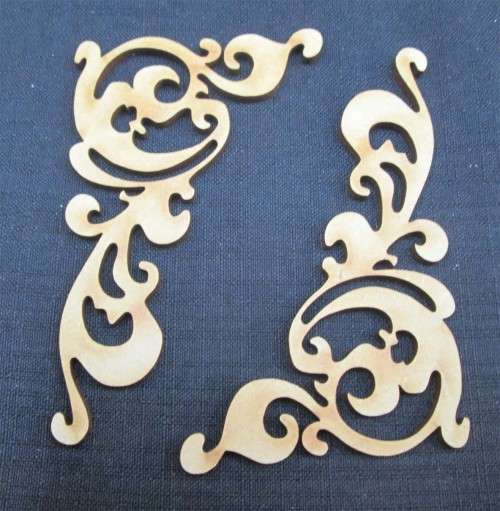 The Velvet Attic - Wood blank laser cutout  - Swirl Decorative (2 Of)