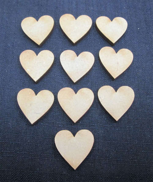 The Velvet Attic - Wood blank laser cutout - Hearts (10 Of)