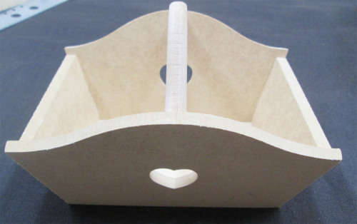 The Velvet Attic - Wood blank MDF - Basket with Heart Cut Out Angled