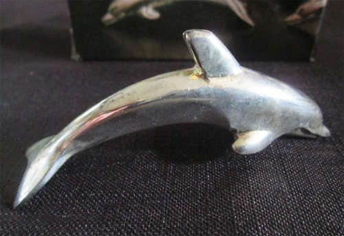 Set of 5 Silver Plated Dolphin Name Plate Holders in Box