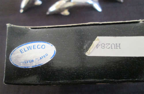 Set of 5 Silver Plated Dolphin Name Plate Holders in Box