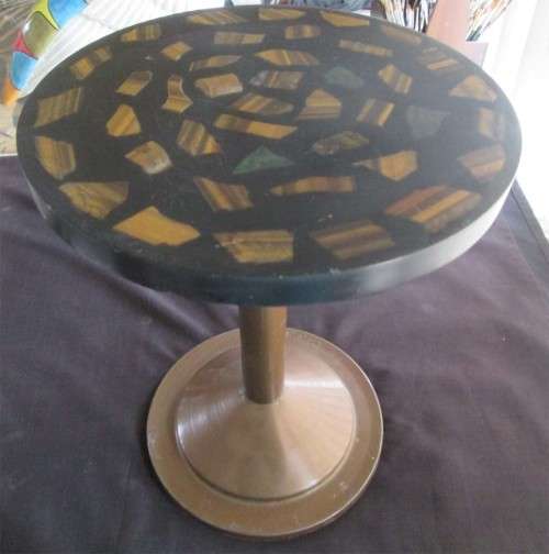 Old Tiger's Eye & Metal Table