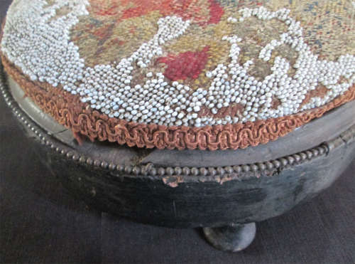 Victorian Tapestry & Bead Footstool