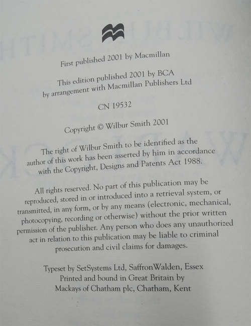 Trio of Wilbur Smith Books with Dust Jackets-Warlock, Triumph of the Sun and Seventh Scroll