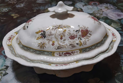 Adams Member of Wedgwood Group `Jeddo Pattern`  English Ironstone Vegetable Dish with Loose Lid