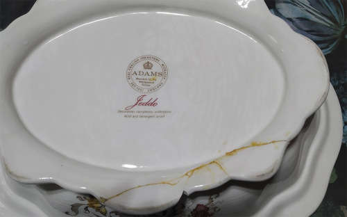 Adams Member of Wedgwood Group `Jeddo Pattern`  English Ironstone Vegetable Dish with Loose Lid