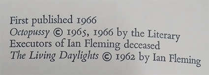 Octopussy & The Living Daylights Omnibus by Ian Fleming 1st Edition