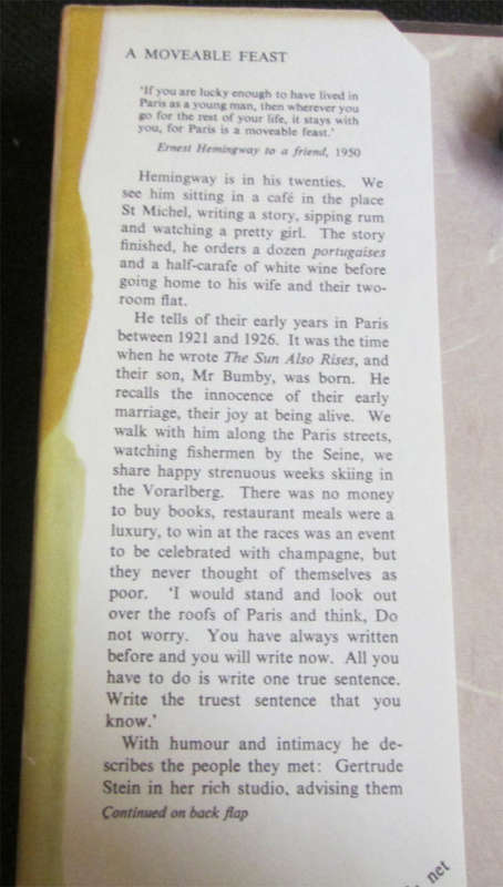A Moveable Feast by Ernest Hemingway 1964 1st Edition