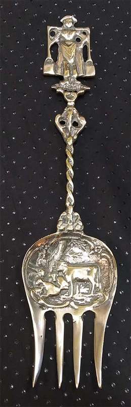 Ornate Dutch Brass Serving Fork