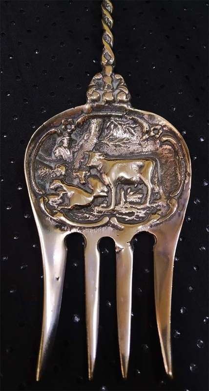 Ornate Dutch Brass Serving Fork
