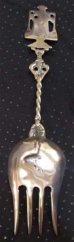 Ornate Dutch Brass Serving Fork