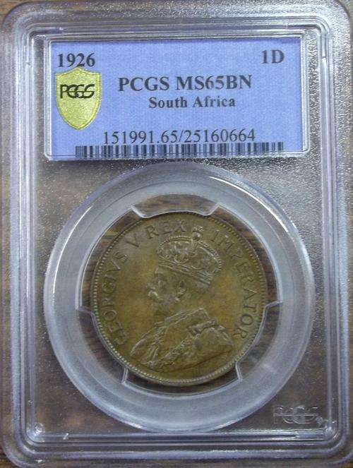 1926 S.AFRICA PENNY GRADE MS65 BN