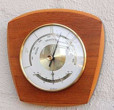 VINTAGE GISCHARD ANEROID BAROMETER AND THERMOMETER 1960 MADE IN GERMANY WORKING