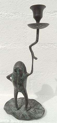 FROG DESIGN  SOLID BRASS-BRONZE CANDLEHOLDER - VASE