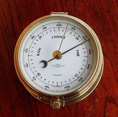 WEMPE BRASS BAROMETER,COMPENSATED,CHRONOMETERWERKE HAMBURG MADE IN GERMANY,WORKING