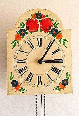 GERMAN SHIELD CLOCK NO CHIME OR GONG LONG PENDULUM ONE WEIGHT WORKS VERY WELL