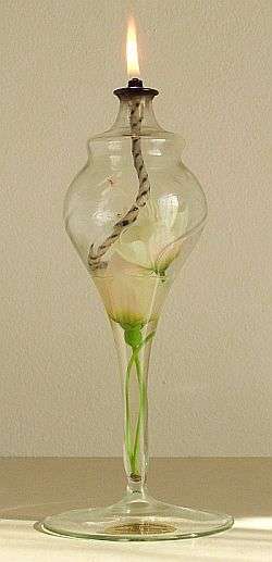 MOUTH BLOWN GLASS OIL LAMP MADE IN GERMANY