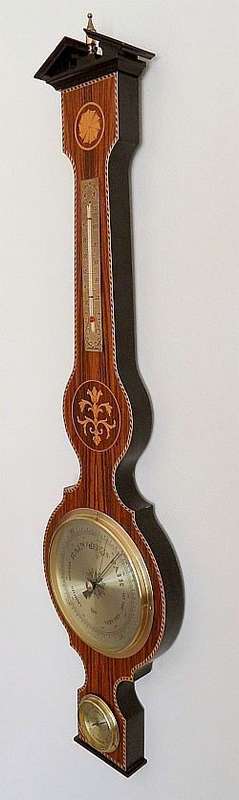 LARGE VINTAGE WEATHER STATION ON WOOD WITH MARQUETRY MADE BY "BARIGO" GERMANY