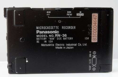 PANASONIC MICROCASSETTE RECORDER MOD RN - 36  86 mm x 55 mm x 13 mm ,NOT WORKING MADE IN JAPAN