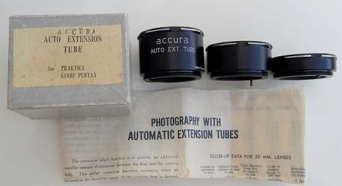 ACCURA AUTO EXTENSION TUBE SET SCREW MOUNT M 42 FOR ASAHI PENTAX ,PRAKTICA ...  MADE IN JAPAN