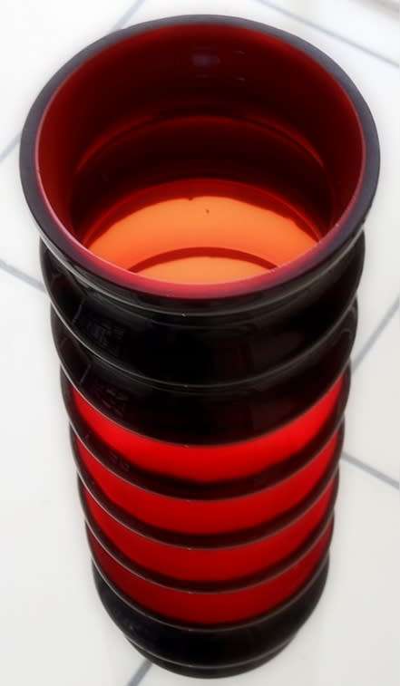 VINTAG ART GLASS HOOPED VASE BY`FRIEDRICH`HEIGHT 31 cm PARTLY CASED FOR LIGHT EFFECTS GERMANY 1960s