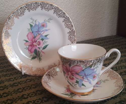 Imperial Fine Bone China "Orchids" Trio