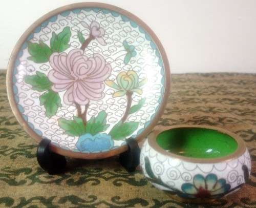 Miniature Cloisonne Bowl and Plate