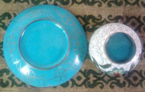Miniature Cloisonne Bowl and Plate