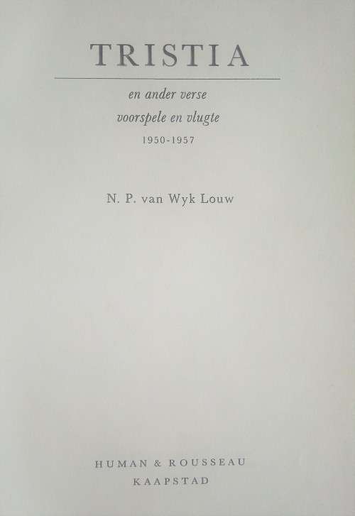N.P. van Wyk Louw, Tristia