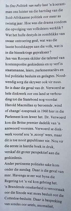 Jan J van Rooyen, Ons Politiek van Naby
