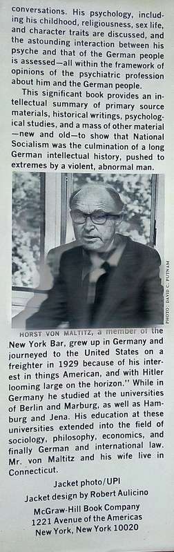 Horst von Maltitz, The Evolution of Hitler`s Germany