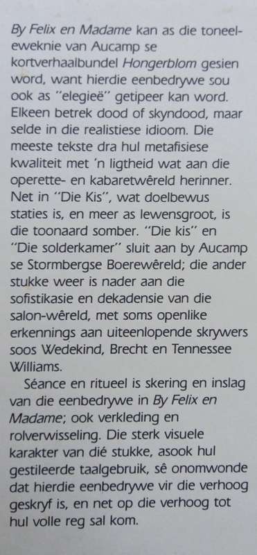 Hennie Aucamp, By Felix en Madame