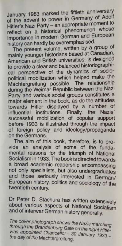 Peter D. Stachura, The Nazi Machtergreifung