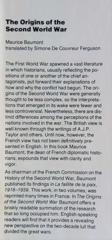 Maurice Baumont, The Origins of the Second World War
